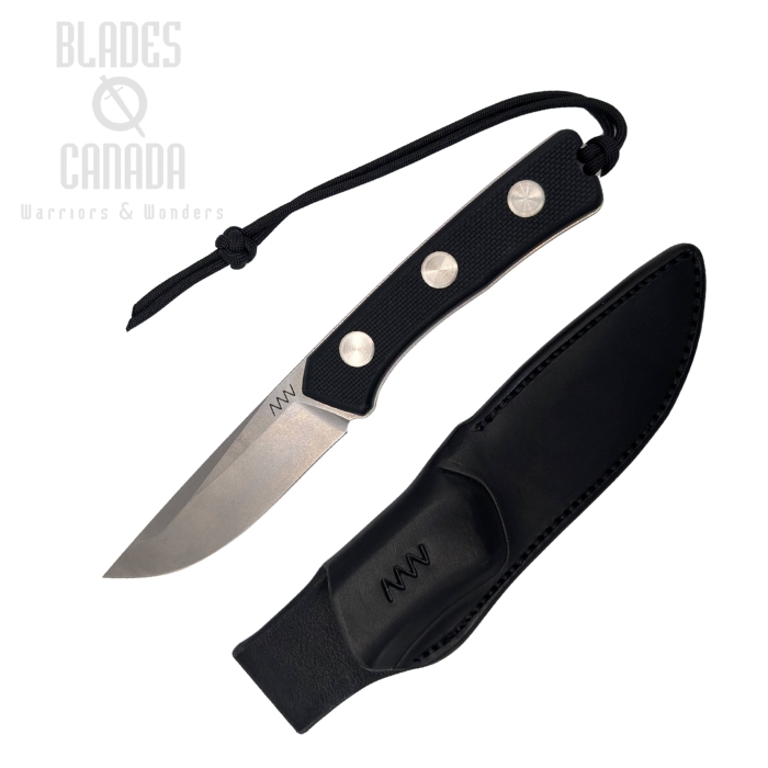 Acta Non Verba P200 Fixed Blade Knife, N690 SW, G10 Black, Leather Sheath, ANVP200-007
